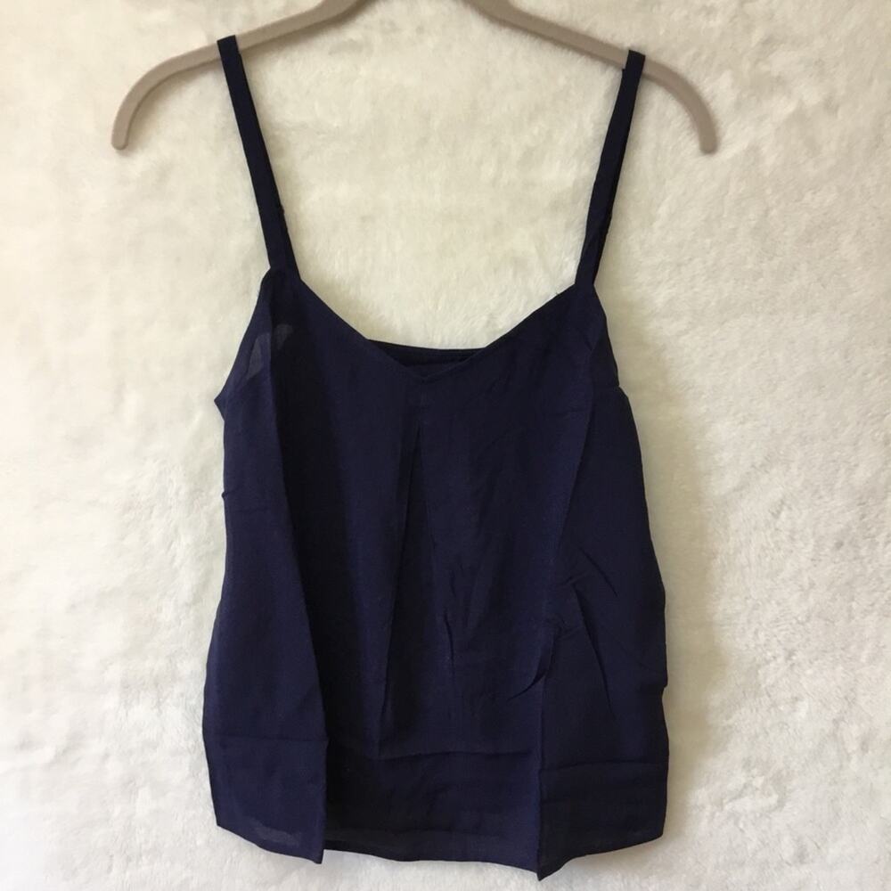 GAP Factory Navy Blue Pleated Print Tank Top